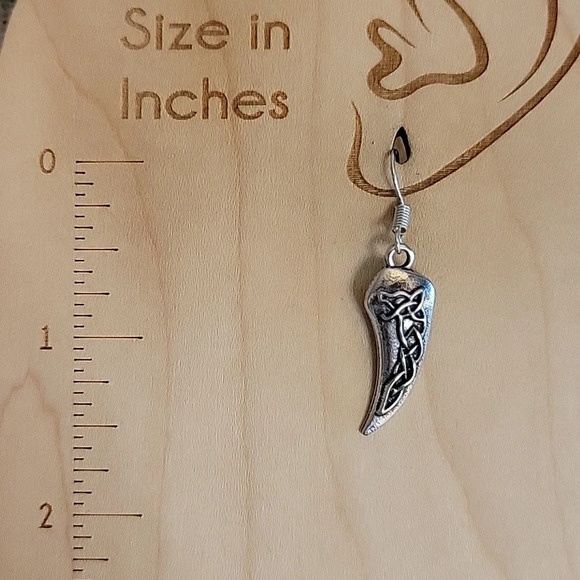 CELTIC WOLF TOOTH EARRINGS - Picture 3 of 4